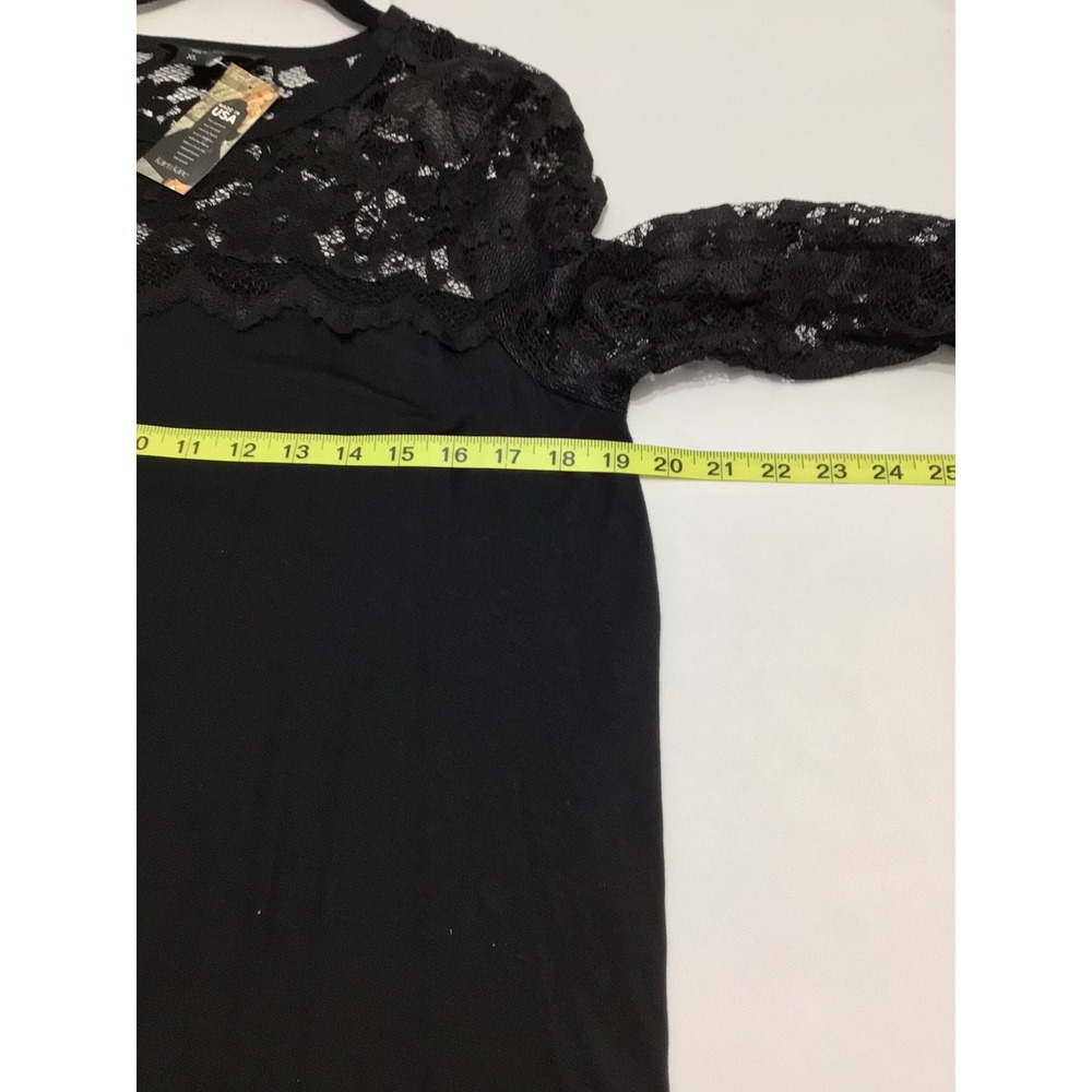 Karen Kane Black Lace Yoke Long Sleeve A-Line Dress XL Made in USA New - Picture 4 of 6